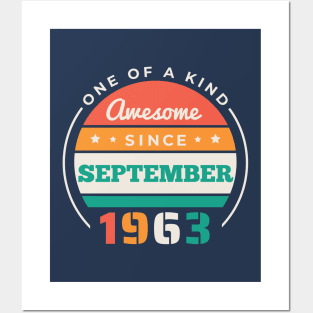 Retro Awesome Since September 1963 Birthday Vintage Bday 1963 Posters and Art